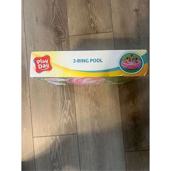 Play Day Kids Round Inflatable 3 Ring Kiddie Outdoor Pool Pink Pony Unicorn New - Picture 6 of 9